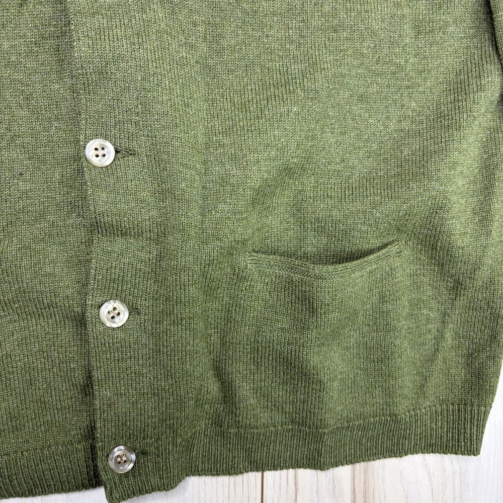 Alan Paine Pure Lambswool Knit Cardigan Mens Size 44 Green Vintage England Made - Picture 2 of 6